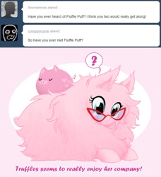 Size: 600x659 | Tagged: safe, artist:peachiekeenie, oc, oc only, oc:fluffle puff, ask plumsweet, ask, glasses, pig