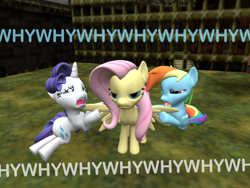 Size: 1024x768 | Tagged: safe, artist:pika-robo, character:fluttershy, character:rainbow dash, character:rarity, gmod, kakariko village, the legend of zelda, the legend of zelda: ocarina of time, why