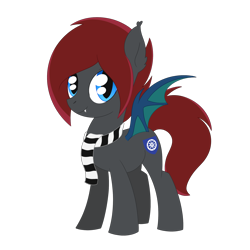 Size: 2048x2048 | Tagged: source needed, safe, artist:dyonys, oc, oc only, oc:muhu, species:bat pony, species:pony, g4, clothing, female, mare, scarf, simple background, solo, transparent background