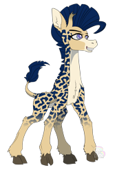 Size: 2648x3888 | Tagged: safe, artist:cafecomponeis, derpibooru original, oc, oc only, oc:procerus, g4, chest fluff, cloven hooves, confident, cute, ear fluff, giraffe, high res, requested art, simple background, solo, transparent background
