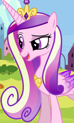 Size: 758x1251 | Tagged: safe, artist:mlp-silver-quill, character:princess cadance, character:smolder, species:alicorn, species:pony, comic:pinkie pie says goodnight, g4, cropped, female, lidded eyes, mare, open mouth, raised eyebrow, solo, solo focus