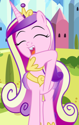 Size: 1244x1953 | Tagged: safe, artist:mlp-silver-quill, character:princess cadance, species:alicorn, species:pony, comic:pinkie pie says goodnight, g4, cropped, cute, cutedance, female, mare, noblewoman's laugh, open mouth, solo