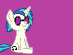Size: 960x720 | Tagged: source needed, safe, artist:nightshadowmlp, character:dj pon-3, character:vinyl scratch, species:pony, species:unicorn, g4, bitmap, female, glasses, mare, pink background, scratch bitmap editor, simple background, sitting, smiling, vinyl's glasses