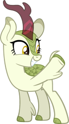 Size: 975x1755 | Tagged: safe, artist:pegasski, oc, oc only, species:kirin, episode:sounds of silence, g4, my little pony: friendship is magic, base, cloven hooves, eyelashes, grin, horn, looking back, raised hoof, simple background, smiling, solo, transparent background, waving