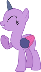 Size: 971x1710 | Tagged: safe, artist:pegasski, oc, oc only, species:alicorn, species:pony, episode:the show stoppers, g4, my little pony: friendship is magic, alicorn oc, bald, base, eyelashes, eyes closed, grin, horn, open mouth, simple background, smiling, solo, transparent background, two toned wings, underhoof, wings