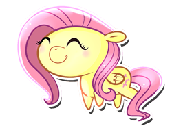 Size: 983x734 | Tagged: safe, artist:pepooni, character:fluttershy, species:pegasus, species:pony, chibi, eyes closed, female, mare, outline, simple background, smiling, solo, sticker, transparent background