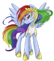 Size: 800x900 | Tagged: safe, artist:silbersternenlicht, character:rainbow dash, species:pegasus, species:pony, female, laurel wreath, mare, simple background, solo, white background