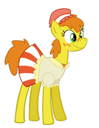 Size: 881x1131 | Tagged: safe, artist:bronybase, artist:starryoak, character:carrot cake, species:earth pony, species:pony, clothing, cream cake, female, freckles, hat, mare, rule 63, simple background, skirt, solo, transparent background
