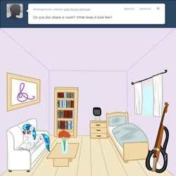 Size: 1000x1000 | Tagged: safe, artist:verminshy, character:dj pon-3, character:vinyl scratch, bed, bedroom, room, tumblr