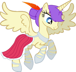 Size: 789x749 | Tagged: safe, artist:rain-approves, artist:starryoak, character:alula, character:pluto, character:princess erroria, species:alicorn, species:pony, clothing, dress, feather, feather in hair, female, pluto, recolor, simple background, solo, transparent background