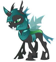 Size: 1515x1694 | Tagged: safe, artist:durpy, character:queen chrysalis, species:changeling, armor, changeling officer, female, horn cap, simple background, slit pupils, solo, transparent background, vector