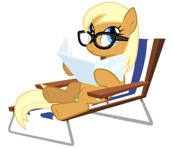 Size: 3500x3000 | Tagged: safe, artist:boneswolbach, character:apple cobbler, episode:a friend in deed, g4, my little pony: friendship is magic, apple family member, chair, glasses, lawn chair, lounging, simple background, solo, transparent background, vector