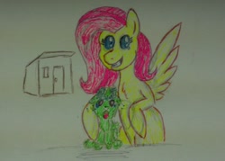Size: 768x549 | Tagged: safe, artist:fluffsplosion, character:fluttershy, crying, fluffy pony, martini, shed