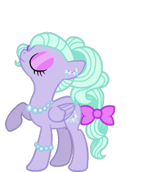 Size: 652x747 | Tagged: safe, artist:softybases, artist:starryoak, character:flitter, species:pegasus, species:pony, alternate hairstyle, bow, bracelet, earring, eyeshadow, female, jewelry, necklace, older, raised hoof, simple background, solo, transparent background