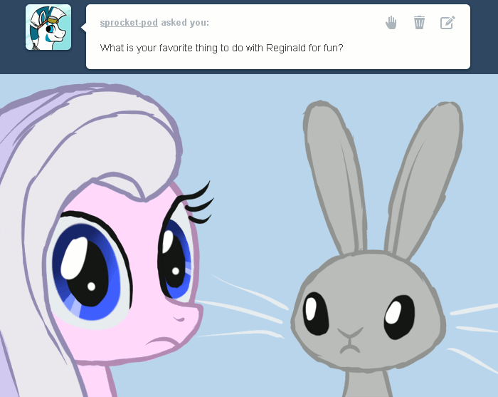 Size: 700x557 | Tagged: safe, artist:arrkhal, oc, oc only, oc:heartcall, oc:reginald, species:earth pony, species:pony, species:rabbit, species:zebra, animated, ask, blue background, looking at you, nose wrinkle, simple background, sniffing, tumblr