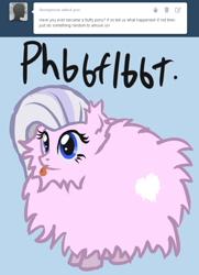 Size: 700x965 | Tagged: safe, artist:arrkhal, oc, oc only, oc:fluffle puff, oc:heartcall, ask, fluffy, onomatopoeia, raspberry, raspberry noise, tongue out, tumblr