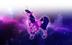 Size: 1916x1198 | Tagged: safe, artist:pepooni, character:twilight sparkle, female, solo, space background
