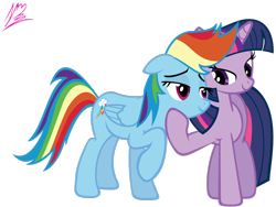 Size: 1600x1200 | Tagged: safe, artist:nightmaremoons, character:rainbow dash, character:twilight sparkle, character:twilight sparkle (unicorn), species:pegasus, species:pony, species:unicorn, ship:twidash, female, lesbian, mare, shipping, simple background, transparent background, vector
