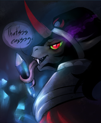 Size: 309x379 | Tagged: source needed, safe, artist:peachiekeenie, character:king sombra, crystal, forked tongue, male, solo, stupid sexy sombra