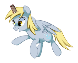 Size: 1816x1468 | Tagged: safe, artist:pepooni, character:derpy hooves, species:alicorn, species:pony, alicornified, derpicorn, fake horn, female, race swap, solo, toilet paper roll, toilet paper roll horn