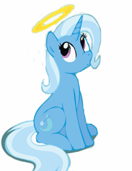 Size: 2551x3301 | Tagged: safe, artist:brianblackberry, artist:mlptrixie69, character:trixie, species:pony, species:unicorn, aliasing, female, halo, innocent, mare, solo, whistling