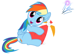 Size: 8000x6000 | Tagged: dead source, safe, artist:nightmaremoons, character:rainbow dash, species:pegasus, species:pony, absurd resolution, ball, beach ball, cute, dashabetes, female, looking at you, simple background, solo, transparent background, vector