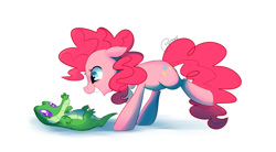 Size: 1204x664 | Tagged: safe, artist:pepooni, character:gummy, character:pinkie pie, cute, diapinkes, duo, open mouth