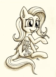 Size: 1559x2164 | Tagged: safe, artist:punk-pegasus, character:fluttershy, species:bird, female, solo, traditional art