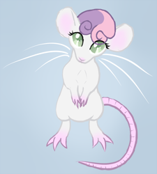 Size: 700x777 | Tagged: safe, artist:arrkhal, character:sweetie belle, species:pony, adorable face, bipedal, cute, female, looking at you, mouse, mousified, rat, rodent, simple background, solo, species swap
