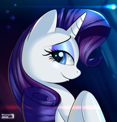 Size: 1081x1135 | Tagged: safe, artist:skyline19, character:rarity, species:pony, species:unicorn, beautiful, female, looking at you, mare, raised hoof, smiling, solo