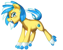 Size: 1607x1265 | Tagged: safe, artist:pepooni, oc, oc only, oc:ring runner, species:earth pony, species:pony, female, mare, roller skates, skates, solo
