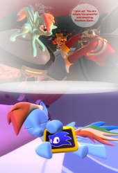 Size: 1024x1503 | Tagged: safe, artist:pika-robo, character:rainbow dash, character:sonic the hedgehog, 3d, contest, crossover, doctor eggman, dream, gmod, metal dash, miles "tails" prower, r-dash 5000, robot, sleeping, sonic the hedgehog (series)