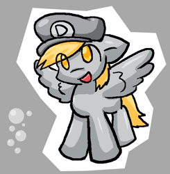 Size: 544x554 | Tagged: safe, artist:zutcha, character:derpy hooves, species:pegasus, species:pony, cap, clothing, crossover, female, hat, mare, mario, mario's hat, solo, super mario bros.