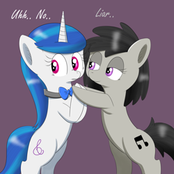 Size: 2500x2500 | Tagged: safe, artist:verminshy, character:dj pon-3, character:octavia melody, character:vinyl scratch, bow, swapped cutie marks, tumblr
