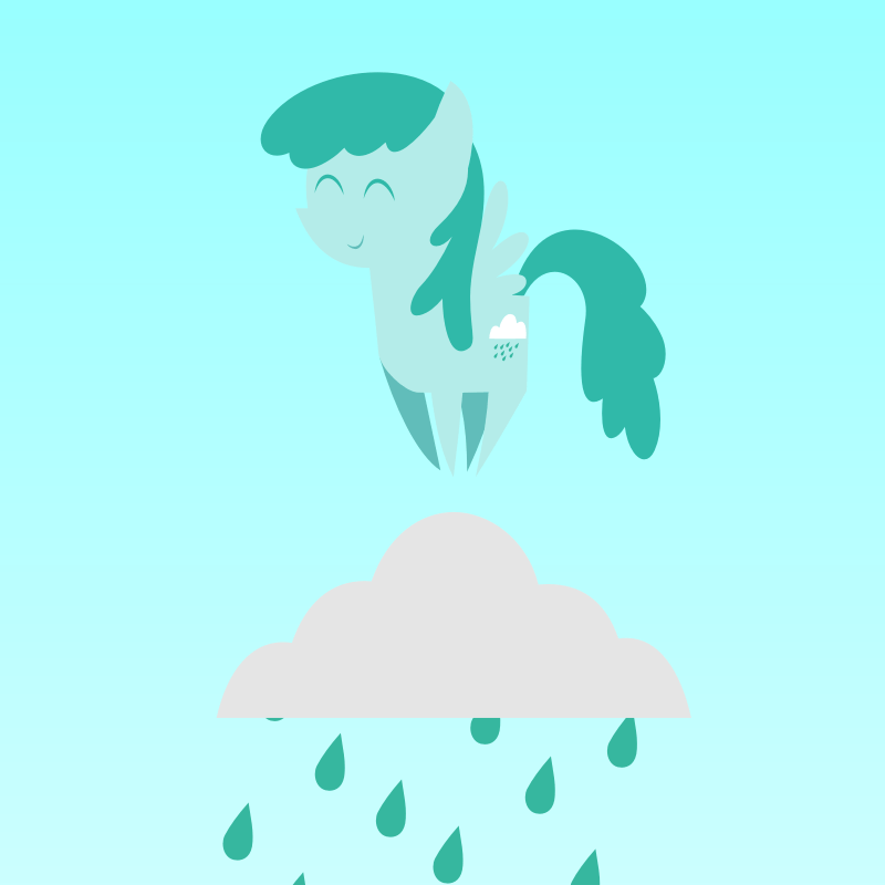 Size: 800x800 | Tagged: safe, artist:bluemeganium, character:spring melody, character:sprinkle medley, animated, cute, female, jumping, pointy ponies, rain, raincloud, solo