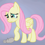Size: 150x150 | Tagged: safe, artist:arrkhal, character:fluttershy, species:pegasus, species:pony, species:rabbit, animated, crying, cutie mark, dust bunny, female, gif, gray background, mare, sad, simple background, teary eyes