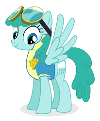 Size: 2405x2921 | Tagged: safe, artist:bluemeganium, character:spring melody, character:sprinkle medley, clothing, goggles, lead pony, simple background, solo, suit, transparent background, vector, wonderbolt trainee uniform