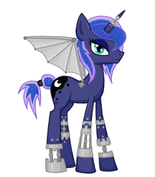 Size: 750x855 | Tagged: safe, artist:thecheeseburger, character:princess luna, cyborg, female, simple background, solo
