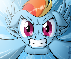 Size: 894x745 | Tagged: safe, artist:brianblackberry, character:rainbow dash, species:pegasus, species:pony, g4, angry, close-up, coming at you, crying, female, floppy ears, looking at you, mare, solo, speed