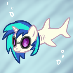 Size: 569x569 | Tagged: safe, artist:arrkhal, character:dj pon-3, character:vinyl scratch, female, shark, sharkified, solo, species swap, vinyl shark, what has science done