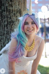 Size: 638x960 | Tagged: safe, artist:lochlan o'neil, character:princess celestia, species:human, cleavage, cosplay, female, irl, irl human, necklace, photo, solo