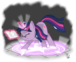 Size: 3200x2613 | Tagged: safe, artist:phoenixswift, character:twilight sparkle, species:pony, species:unicorn, g4, book, eyes closed, female, high res, magic, magic circle, mare, simple background, solo, transparent background