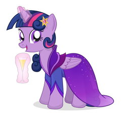 Size: 1875x1771 | Tagged: safe, artist:negasun, character:twilight sparkle, character:twilight sparkle (alicorn), species:alicorn, species:pony, clothing, dress, drink, female, journey of the spark, mare, simple background, solo, transparent background, vector