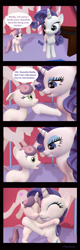 Size: 505x1583 | Tagged: safe, artist:pika-robo, character:rarity, character:sweetie belle, 3d, comic, cute, diasweetes, gmod, heart, sweetielove