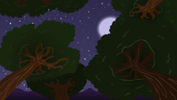 Size: 8889x5000 | Tagged: safe, artist:boneswolbach, absurd resolution, background, canopy, forest, full moon, moon, night, no pony, stars, tree, worm's eye view