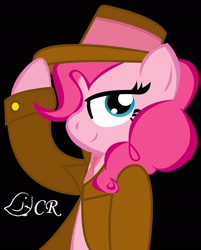 Size: 1434x1782 | Tagged: safe, artist:ladypixelheart, character:pinkie pie, clothing, coat, female, hat, solo