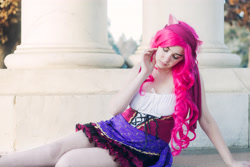 Size: 3873x2582 | Tagged: safe, artist:lochlan o'neil, character:pinkie pie, species:human, friendship is witchcraft, cosplay, eared humanization, gypsy bard, gypsy pie, irl, irl human, photo, romani, solo