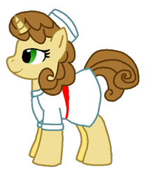 Size: 479x574 | Tagged: safe, artist:starryoak, character:donut joe, species:pony, species:unicorn, g4, clothing, donut josephine, hat, rule 63, simple background, solo, transparent background