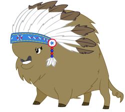 Size: 1635x1466 | Tagged: safe, artist:starryoak, character:chief thunderhooves, species:buffalo, chieftess rumbleclefts, headdress, rule 63, simple background, solo, transparent background, vector