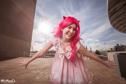 Size: 960x639 | Tagged: safe, artist:lochlan o'neil, character:pinkie pie, species:human, clothing, cosplay, dress, irl, irl human, photo, solo